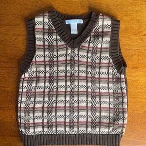 Janie and Jack, boys brown plaid sweater vest